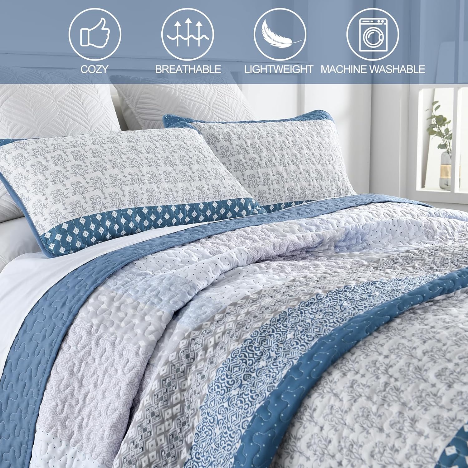 V745-MAC080481Q13U-190868-05 Dazzling Quilted bedspread and pillowcovers set: Add Sparkle to Your Space - Queen size - Image 6