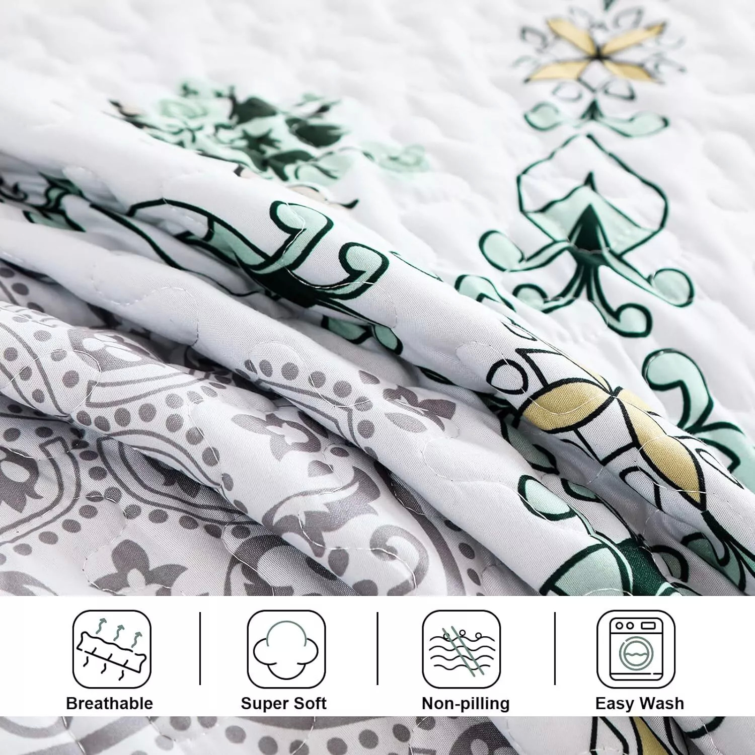 V745-MAC080521Q13U-190926-02 Exquisite Quilted Bedspread and Pillowcases Set: A Touch of Elegance for Your Space - Queen size - Image 3