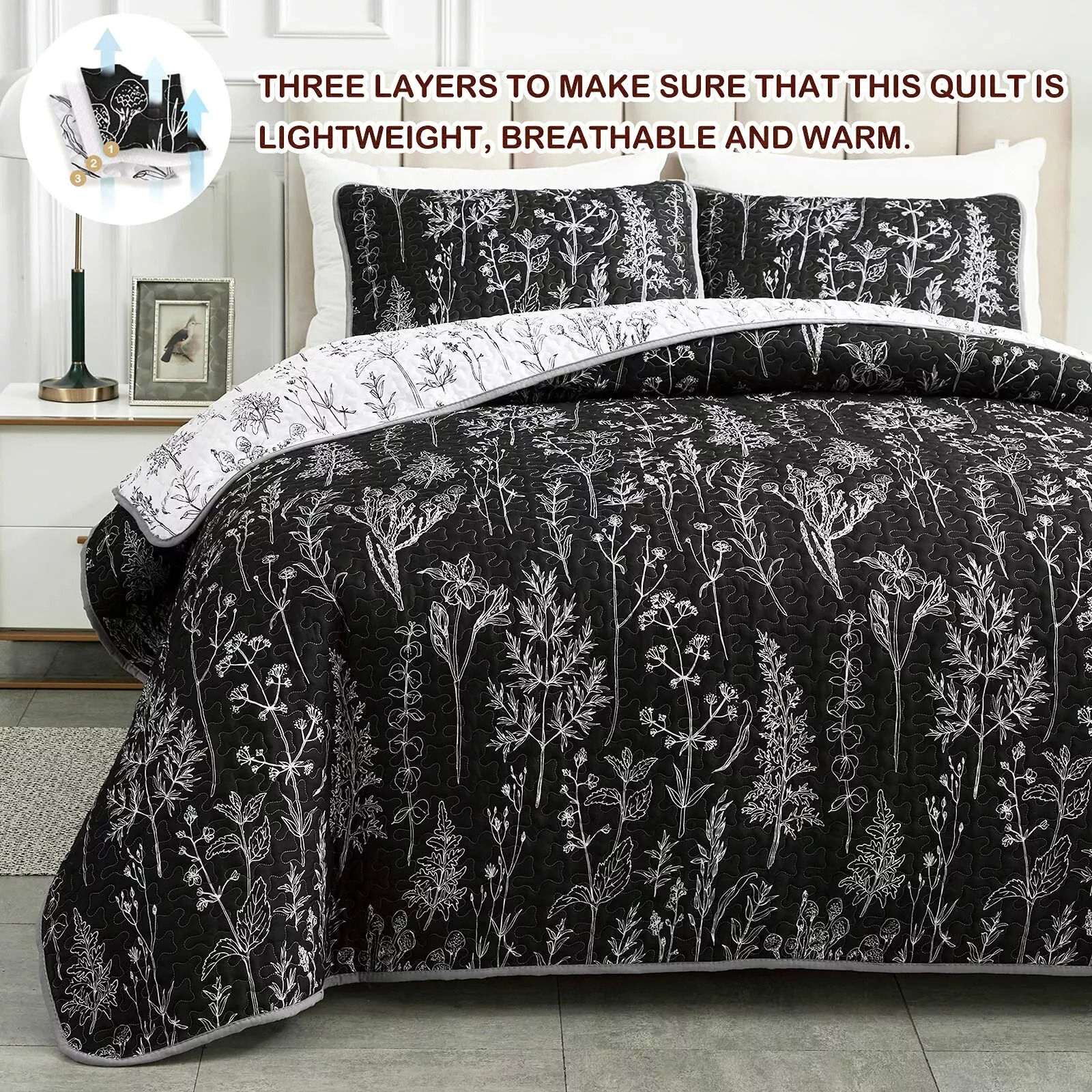 V745-MAC090241Q13U-190950-01 Cultured Quilted Coverlet and Pillowcases Set: Style Meets Functionality - Queen size - Image 2