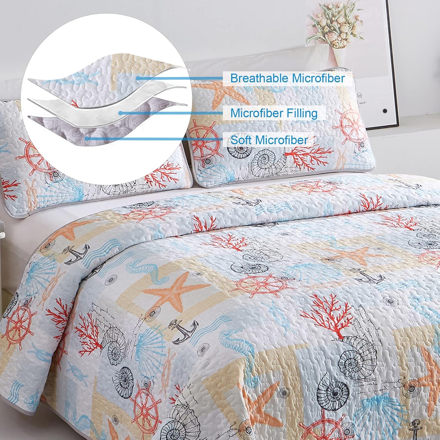 V745-MAC090269Q13U-190916-01 Decorative Quilted coverlet and pillowcovers set: Enhance Your Home Decor - Queen size - Image 2