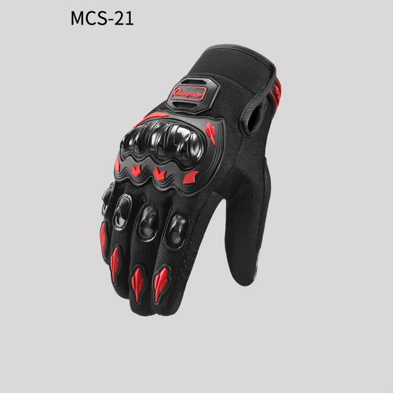 V888-ELOSUNG10567-205772-00 High-Performance Motorcycle Riding Gloves with Hard Knuckle Protection - Anti-Slip, Touchscreen Compatible, Neon Accents (Red,L size) - Image 1