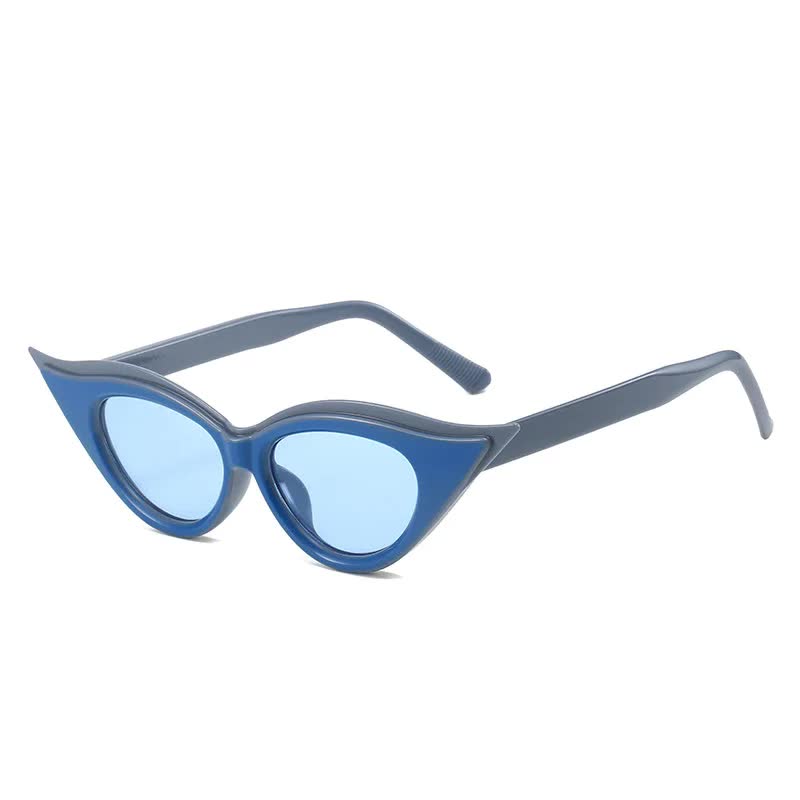 V888-ELOSUNG10710-205747-00 Retro Cat-Eye Sunglasses - Stylish Blue Vintage Frames for Women - Image 1
