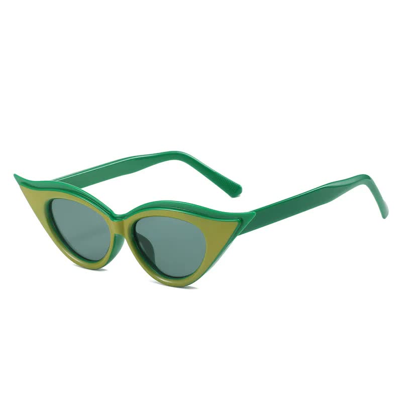 V888-ELOSUNG10712-205745-00 Retro Cat-Eye Sunglasses - Stylish Green Vintage Frames for Women - Image 1