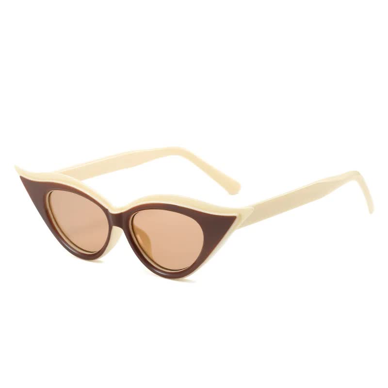V888-ELOSUNG10715-205742-00 Retro Cat-Eye Sunglasses - Stylish Apricot Vintage Frames for Women - Image 1