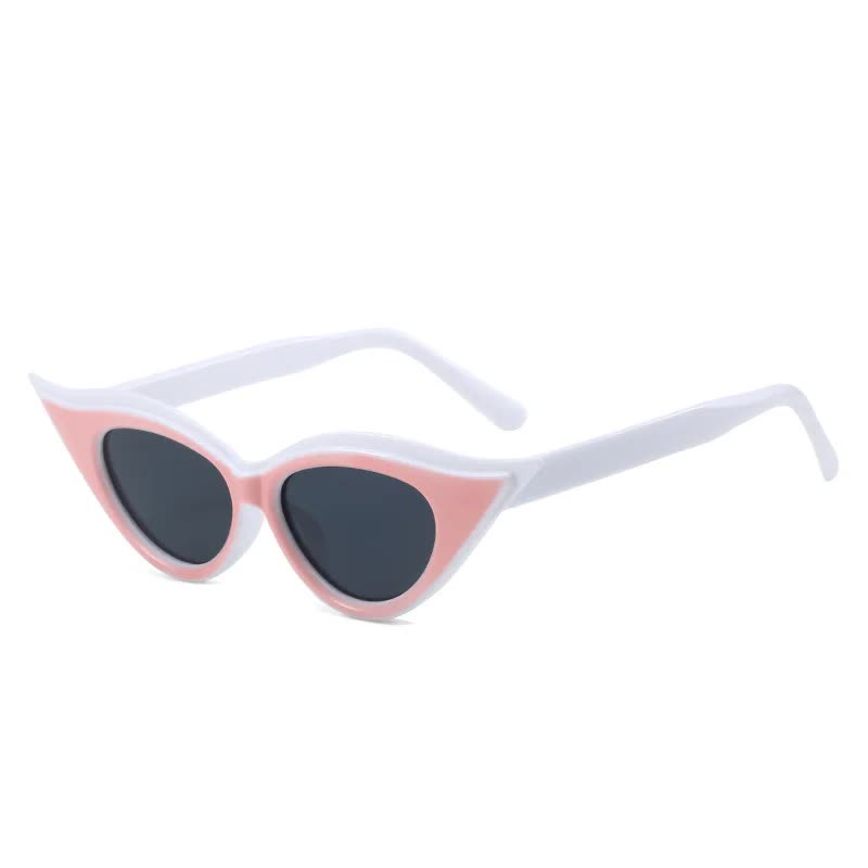 V888-ELOSUNG10716-205741-00 Retro Cat-Eye Sunglasses - Stylish White Vintage Frames for Women - Image 1