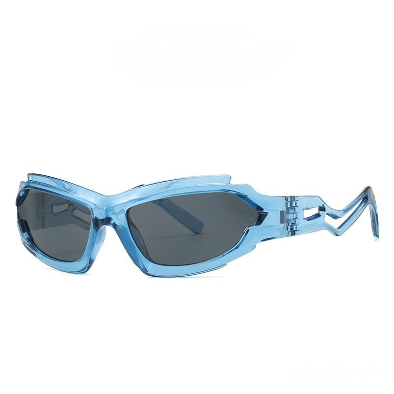 V888-ELOSUNG10723-205735-00 Futuristic Sports Wrap Man Sunglasses - Bold Blue Frames with UV Protection - Image 1