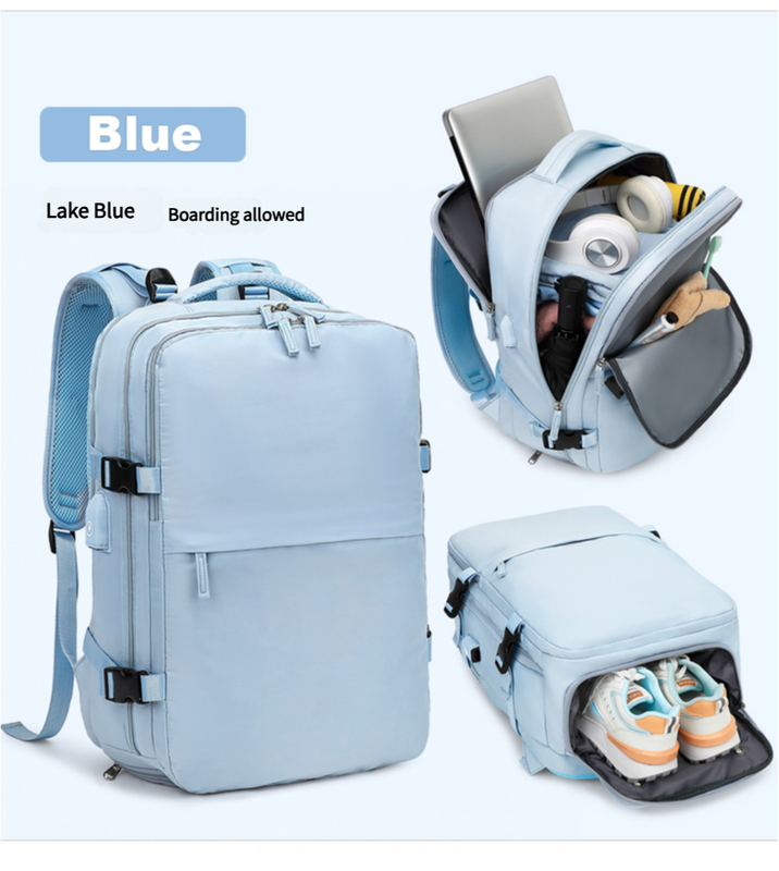 V888-ELOSUNG10951-206003-00 Water-Resistant Laptop Backpack with USB Charging Port and Wet-Dry Separation (Blue) - Image 1