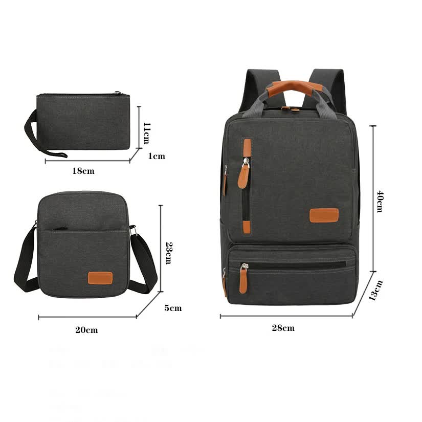 V888-ELOSUNG11199-208627-03 3-Piece Red Travel Backpack Set - Stylish Multi-Functional Backpack, Shoulder Bag & Pouch for Men & Women - Image 4