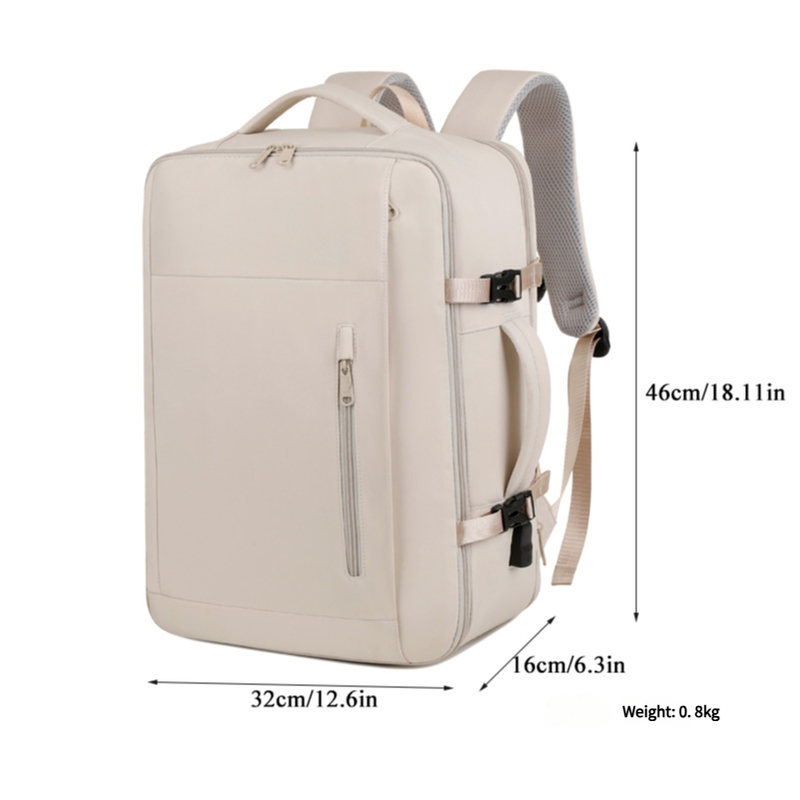 V888-ELOSUNG11748-209869-02 Beige Expandable Backpack with USB Port - Multi-Functional Outdoor, Commuter & Laptop Bag - Image 3