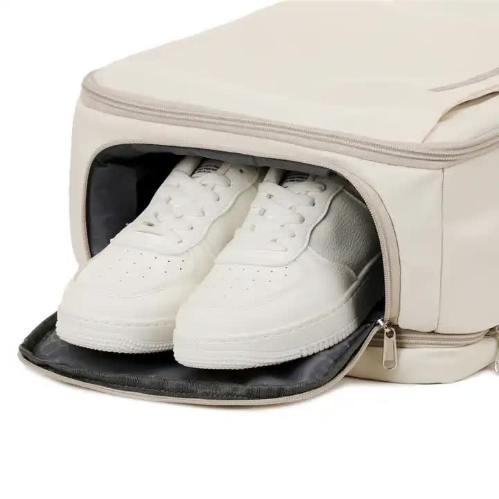 V888-ELOSUNG11748-209869-03 Beige Expandable Backpack with USB Port - Multi-Functional Outdoor, Commuter & Laptop Bag - Image 4