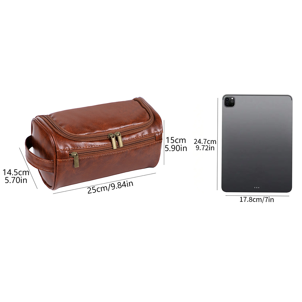 V888-ELOSUNG11754-209875-03 White Large Capacity PU Leather Travel Toiletry Bag - Portable Waterproof Makeup Organizer for Business & Vacation - Image 4