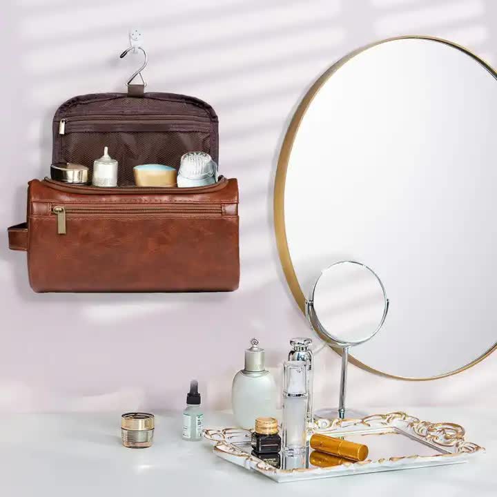 V888-ELOSUNG11754-209875-04 White Large Capacity PU Leather Travel Toiletry Bag - Portable Waterproof Makeup Organizer for Business & Vacation - Image 5