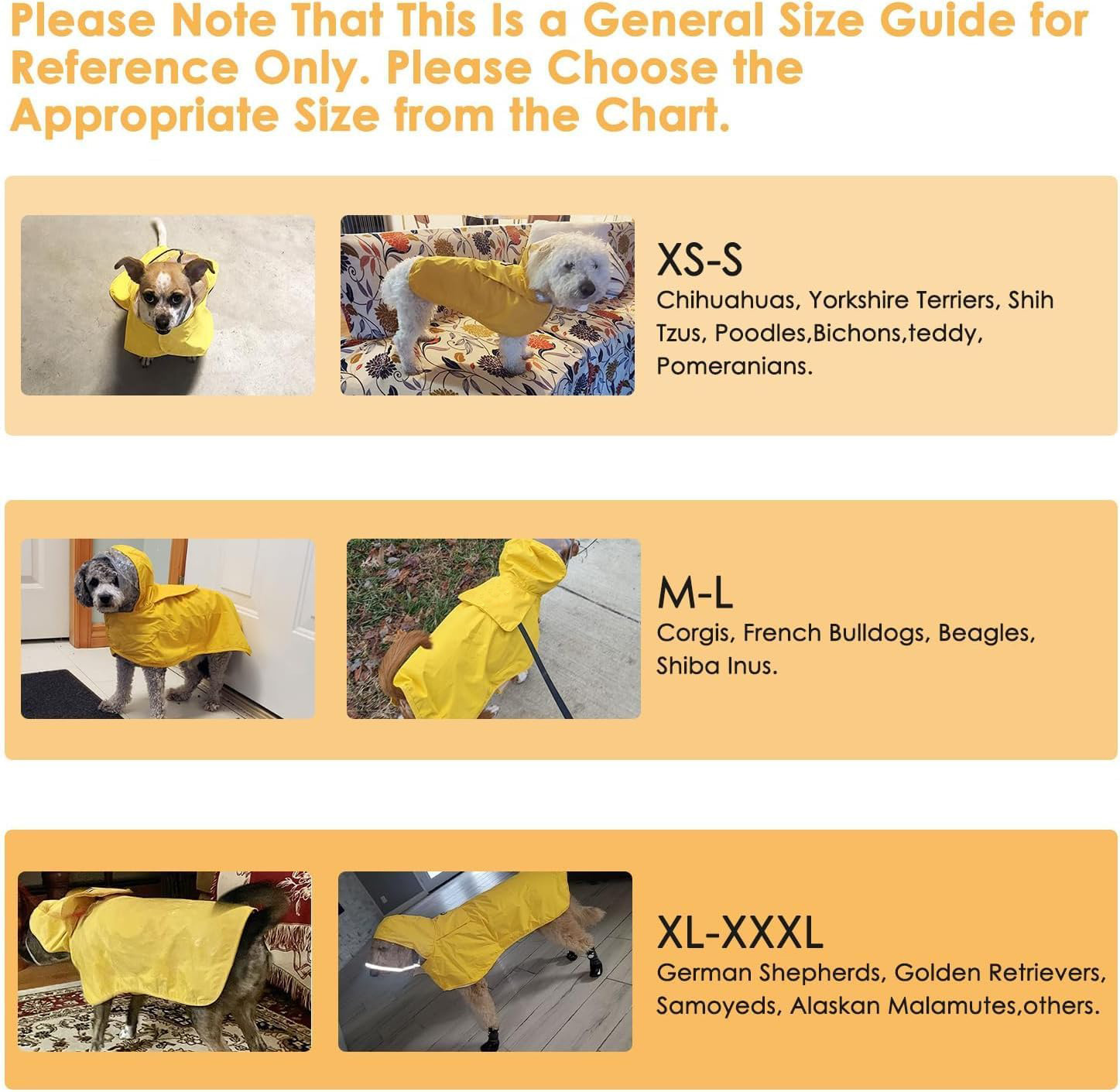 V888-ELOSUNG12114-210358-03 M Yellow Reflective Adjustable Pet Raincoat with Hood - Waterproof Dog Jacket, Adjustable Dog Poncho for Outdoor Protection - Image 4