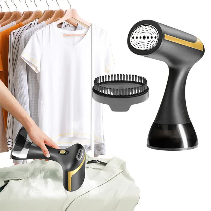 V888-ELOSUNG12174-210675-03 Black Handheld Garment Steamer - Portable Mini Steam Iron for Home Use, Wrinkle Remover & Fabric Freshener, Small Travel-Friendly Iron for Clothes, Steam Spray Clothes Steamer - Image 4