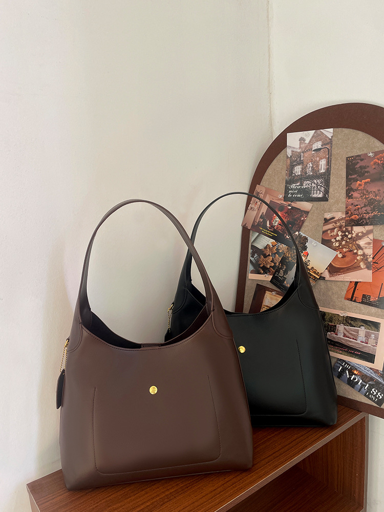 V888-ELOSUNG12279-211278-01 Brown Oil-Wax Leather Style Casual Shoulder Bag, Versatile Handbag and Crossbody Tote for Women - Image 2