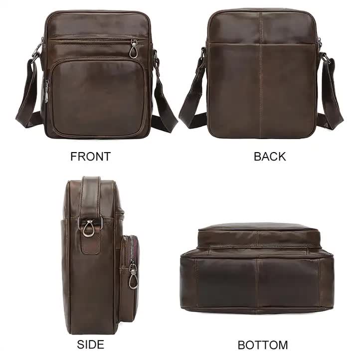 V888-ELOSUNG12286-211286-02 Brown Men's Genuine Leather Casual Shoulder Bag, Minimalist Crossbody Bag for Everyday Use - Image 3