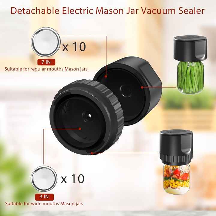 V888-ELOSUNG12339-211508-02 Black Automatic Electric Mason Jar Vacuum Sealer - Compact Food Preservation Machine with Digital Display - Image 3