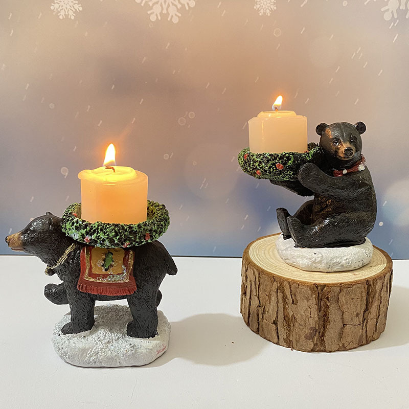 V888-ELOSUNG12460-211772-02 Bear With Candlestick In Hand Candle Holder – Unique Aromatherapy Table Decor - Image 3