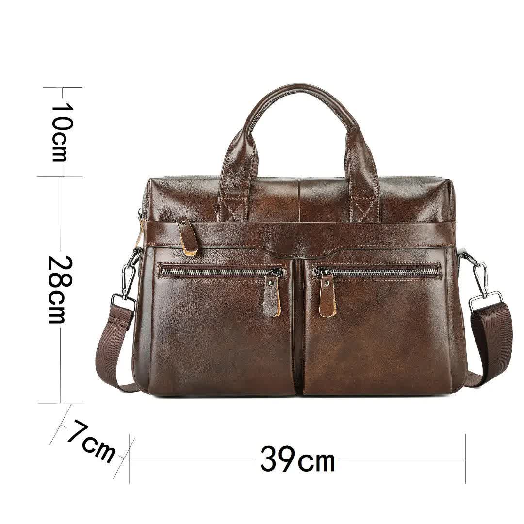 V888-ELOSUNG12649-212723-03 Brown Men's Genuine Leather Briefcase - Classic Business Messenger Bag - Image 4