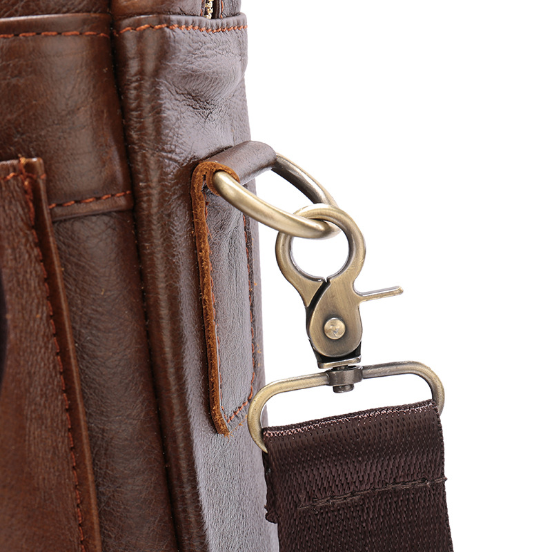 V888-ELOSUNG12653-212872-02 Brown Men's Genuine Leather Shoulder Bag - Vintage Business Briefcase - Image 3
