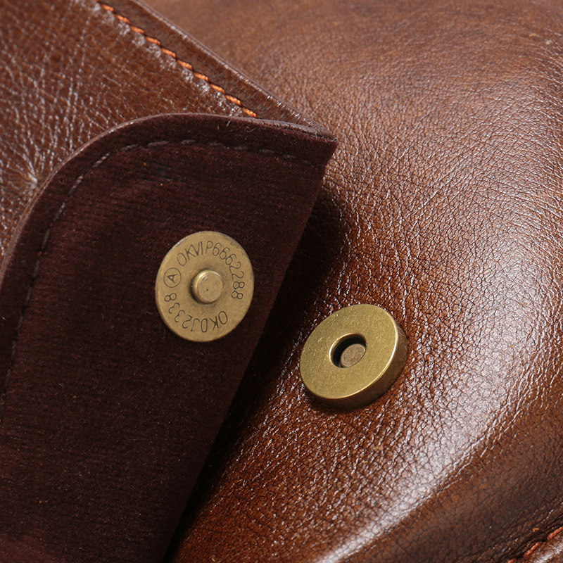 V888-ELOSUNG12653-212872-06 Brown Men's Genuine Leather Shoulder Bag - Vintage Business Briefcase - Image 7