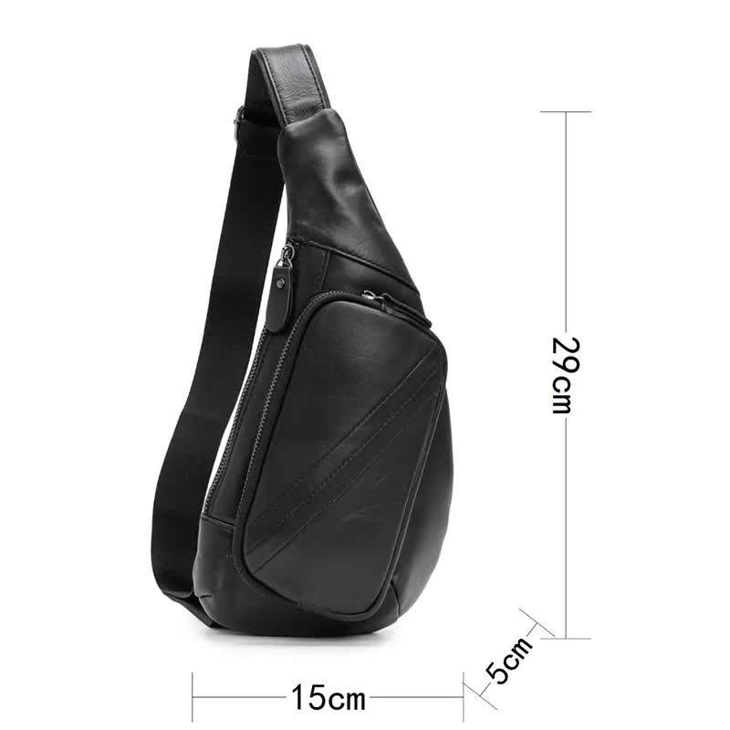 V888-ELOSUNG12656-212657-01 Brown Men's Leather Sling Backpack - Casual Crossbody Chest Bag - Image 2