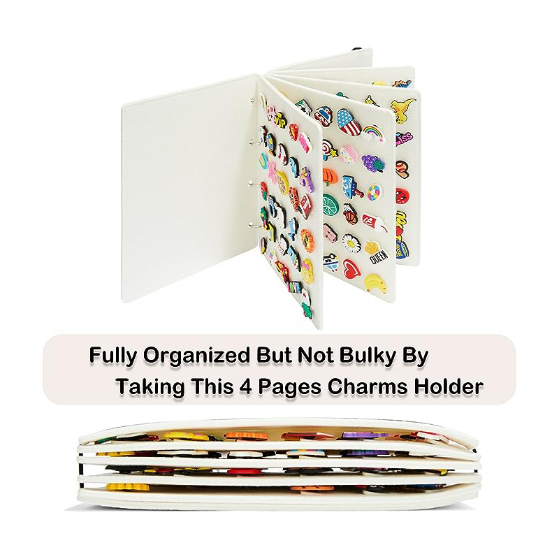 V888-ELOSUNG12829-213579-01 White Felt Storage Book for Shoe Charms and Pin Collectibles, Durable Organizer - Image 2