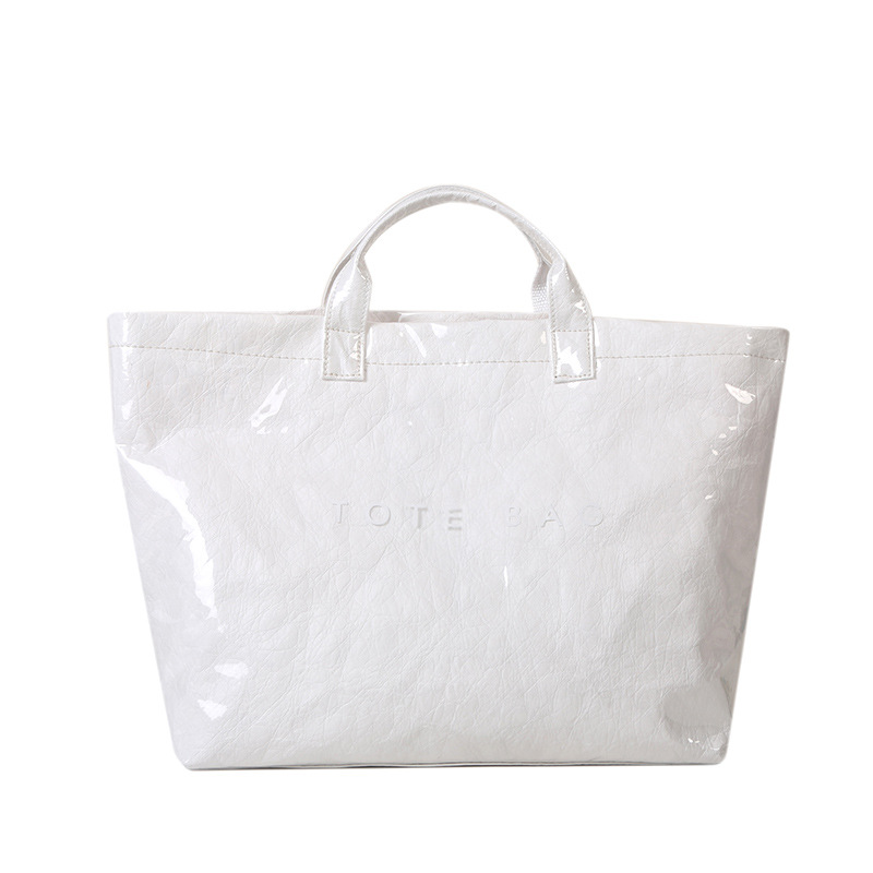 V888-ELOSUNG12962-213945-00 White Trendy Waterproof Tote Bag - Lightweight and Durable Carryall - Image 1