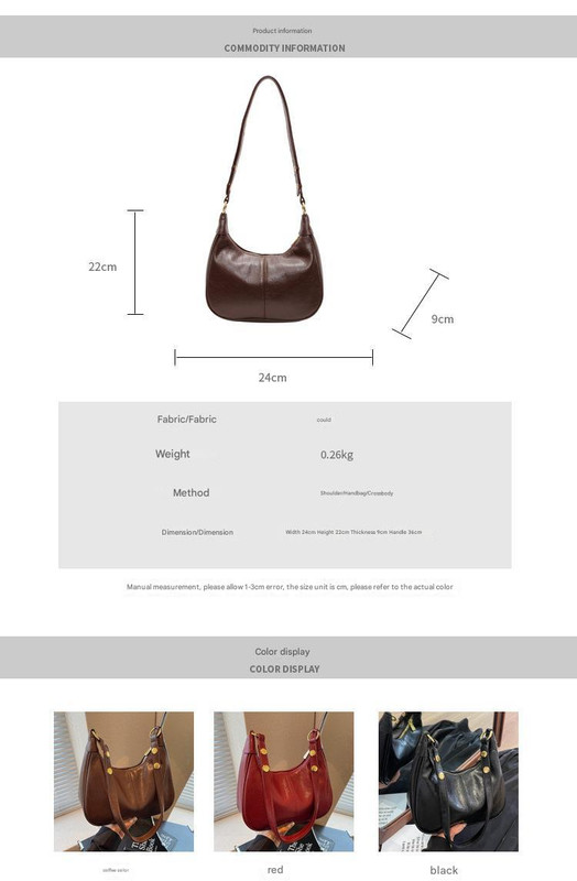 V888-ELOSUNG12966-213875-01 Brown Vintage Faux Leather Hobo Shoulder Bag - Classic and Versatile Handbag - Image 2