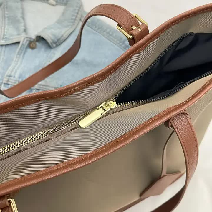 V888-ELOSUNG13150-210452-03 Brown New Large Capacity Tote Bag - Simple, Versatile Handbag for Casual Outings, Lightweight and Stylish - Image 4
