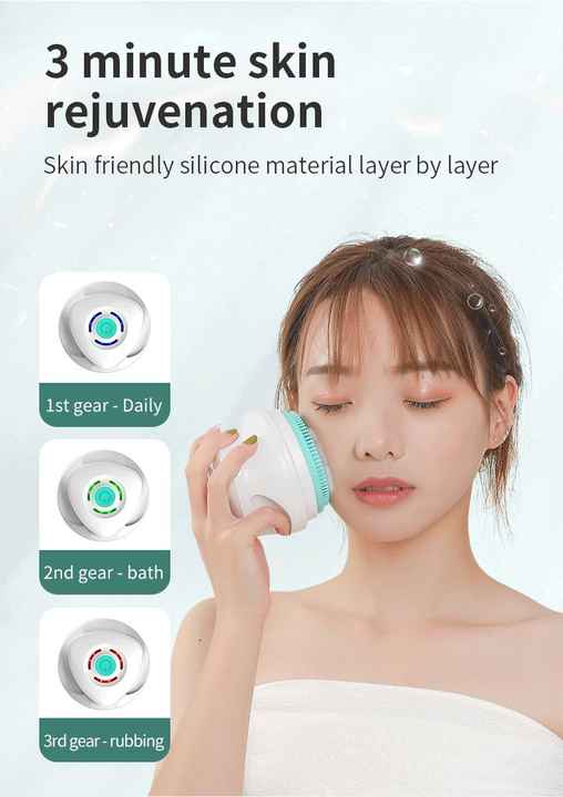 V888-ELOSUNG13451-211719-03 Purple Electric Bath Brush & Multi-Functional Massager - Long Handle Waterproof Body Cleansing Tool - Image 4