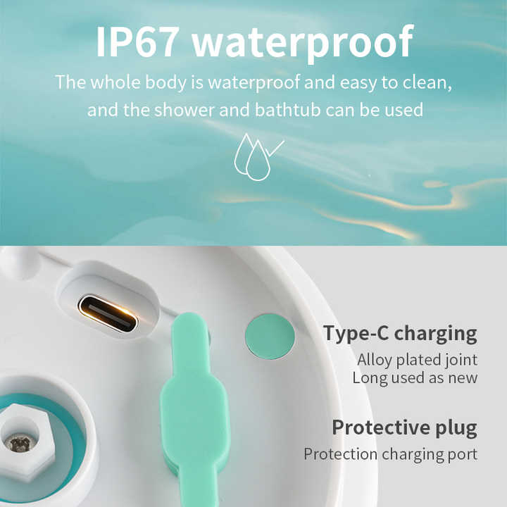 V888-ELOSUNG13451-211719-04 Purple Electric Bath Brush & Multi-Functional Massager - Long Handle Waterproof Body Cleansing Tool - Image 5