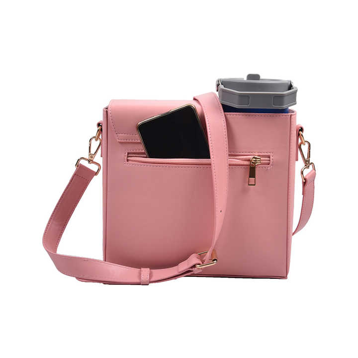 V888-ELOSUNG13529-212081-03 Brown Portable Beverage Bottle Cup Holder Bag | Trendy Crossbody Design for Daily Commute(No water cup) - Image 4