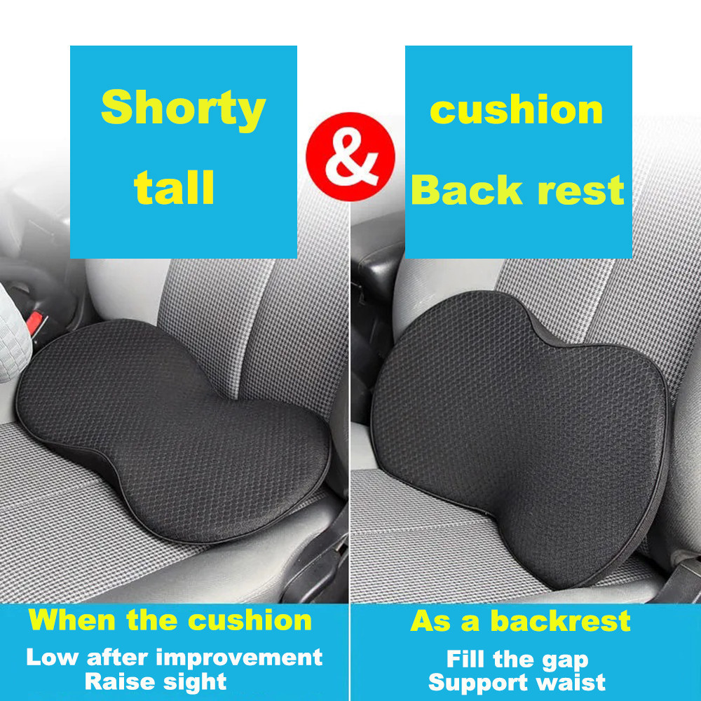 V888-ELOSUNG13730-212859-02 Brown Mini Car Seat Cushion - Memory Foam Height-Boost Cushion with Removable Mesh Cover - Driver Seat Pad for All Seasons - Image 3