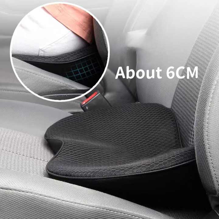 V888-ELOSUNG13730-212859-03 Brown Mini Car Seat Cushion - Memory Foam Height-Boost Cushion with Removable Mesh Cover - Driver Seat Pad for All Seasons - Image 4