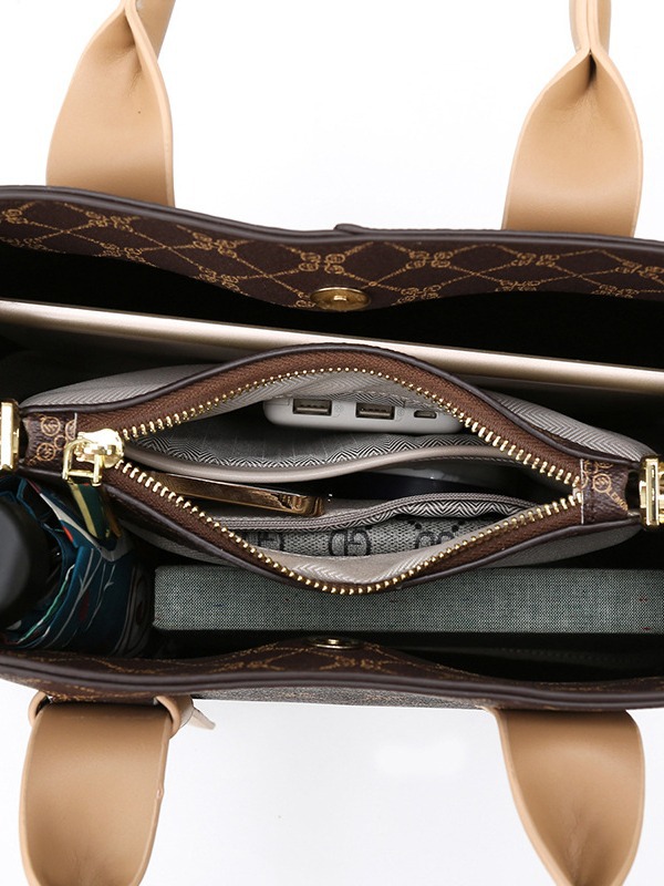 V888-ELOSUNG13996-213943-02 Brown Retro Fashion Handbag – Elegant Tote with Large Capacity for Work and Daily Use - Image 3