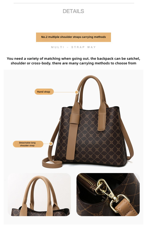 V888-ELOSUNG13996-213943-05 Brown Retro Fashion Handbag – Elegant Tote with Large Capacity for Work and Daily Use - Image 6