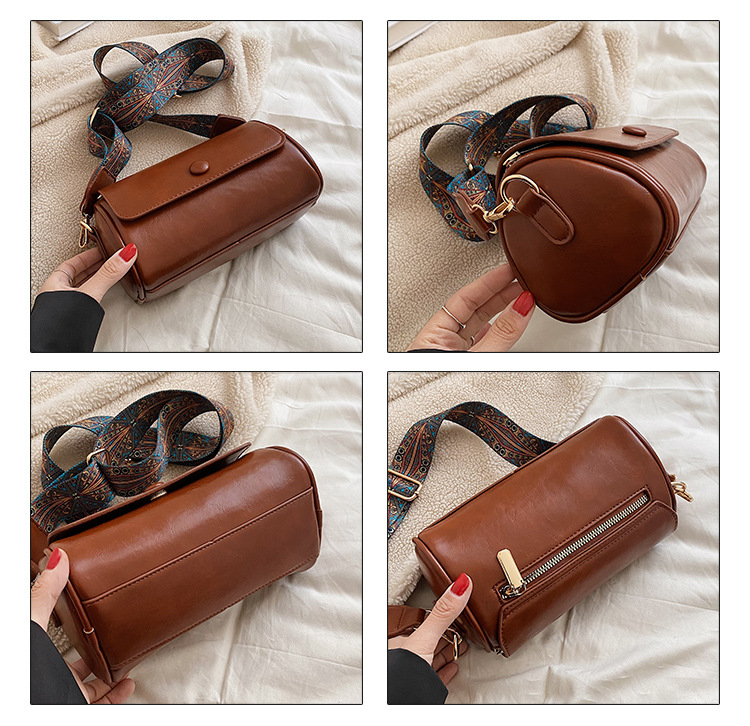 V888-ELOSUNG15244-212584-01 Brown Vintage PU Leather Shoulder Bag with Adjustable Strap - Compact and Stylish - Image 2