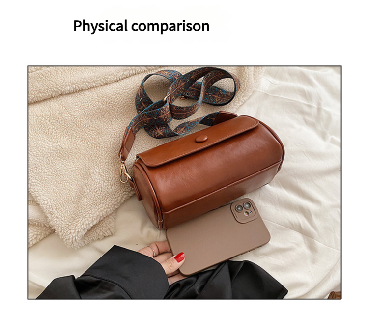 V888-ELOSUNG15244-212584-02 Brown Vintage PU Leather Shoulder Bag with Adjustable Strap - Compact and Stylish - Image 3