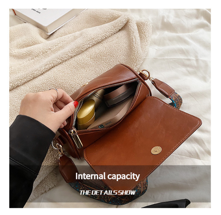 V888-ELOSUNG15244-212584-03 Brown Vintage PU Leather Shoulder Bag with Adjustable Strap - Compact and Stylish - Image 4