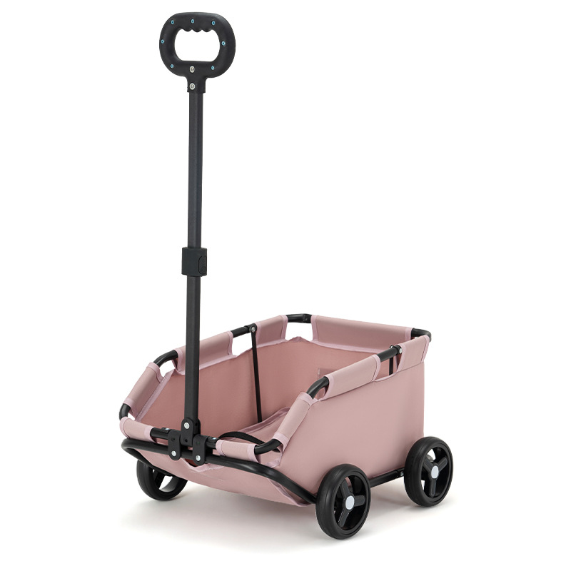 V888-ELOSUNG15346-212764-00 Pink Foldable Pet Travel Wagon for Small Dogs - Lightweight and Portable - Image 1