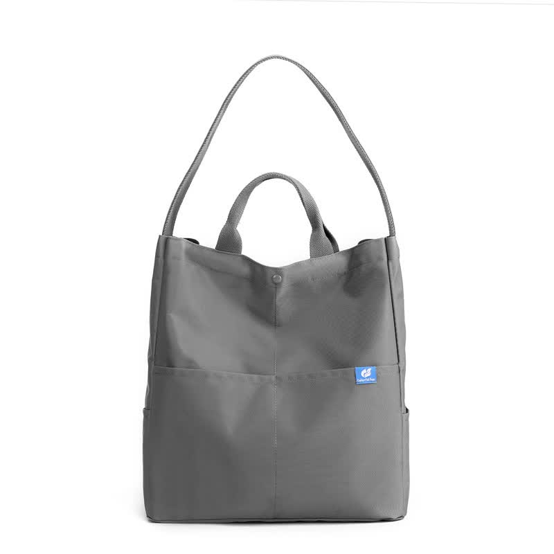 V888-ELOSUNG15495-214153-00 Gray Minimalist Nylon Tote Bag with Adjustable Shoulder Strap, Large Capacity - Image 1