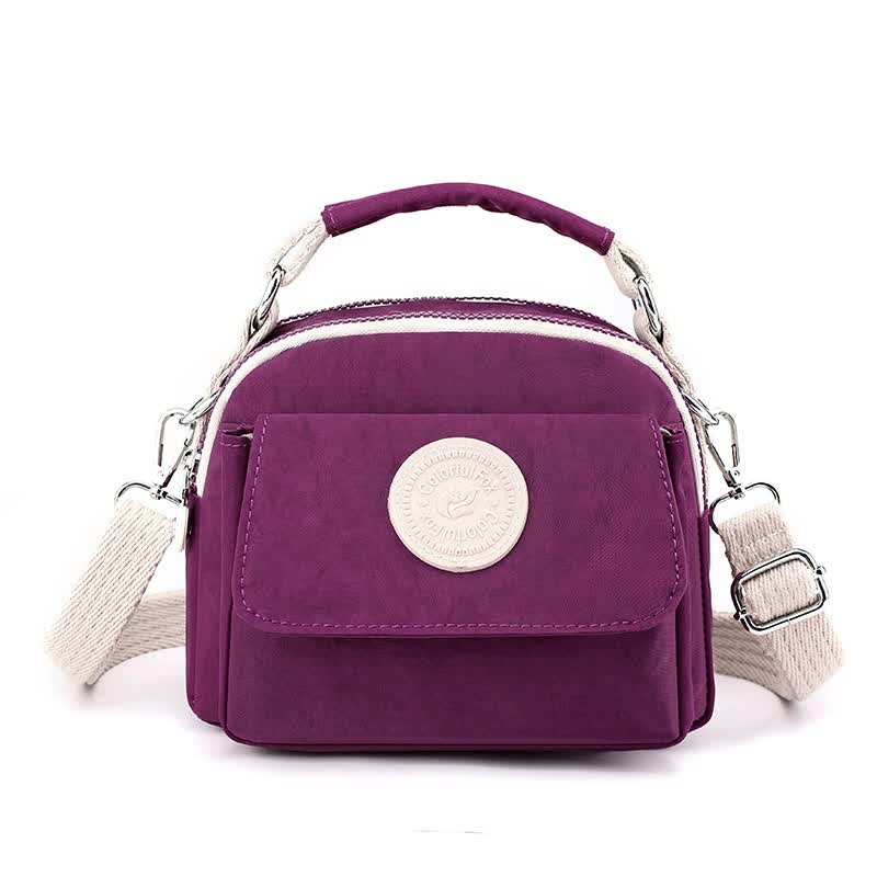V888-ELOSUNG15511-214173-00 Purple Compact Nylon Crossbody Bag - Stylish and Versatile Shoulder Purse - Image 1