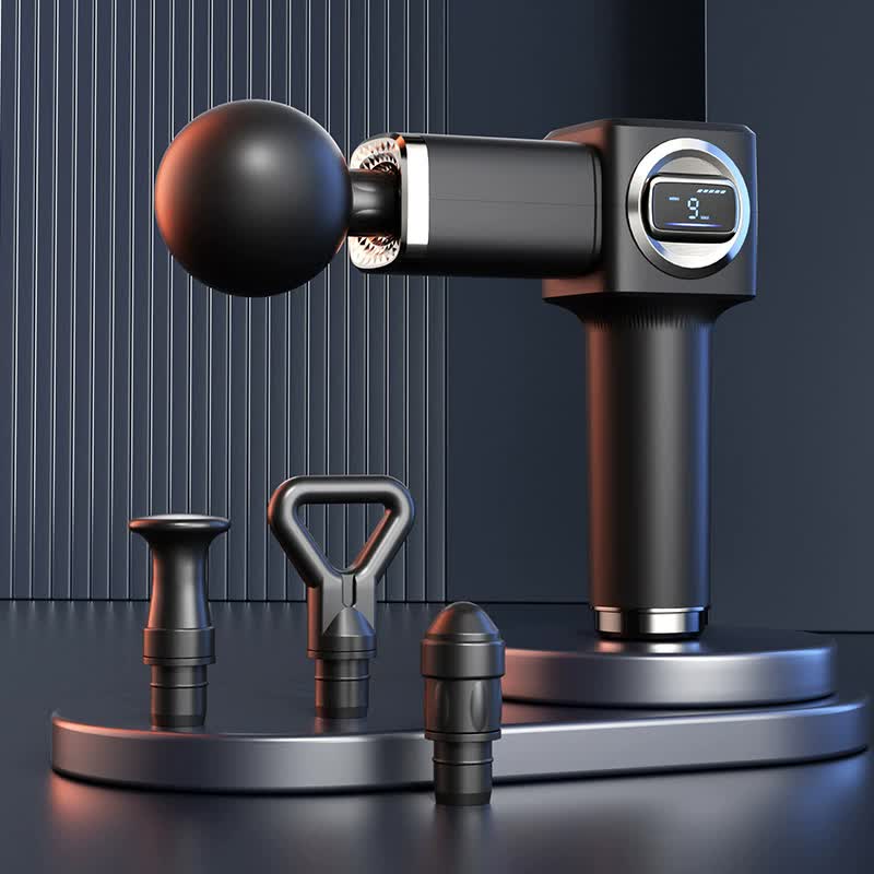 V888-ELOSUNG15522-214593-00 LC-007-Black Professional Massage Gun with LCD Display - Deep Tissue Muscle Massager - Image 1