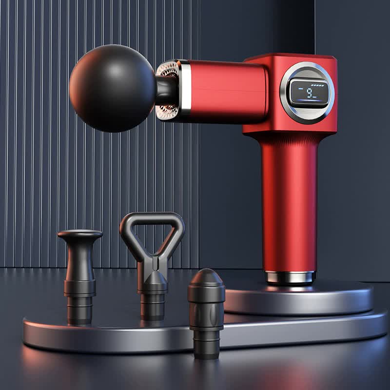 V888-ELOSUNG15523-214594-00 LC-007-Red Professional Massage Gun with LCD Display - Deep Tissue Muscle Massager - Image 1