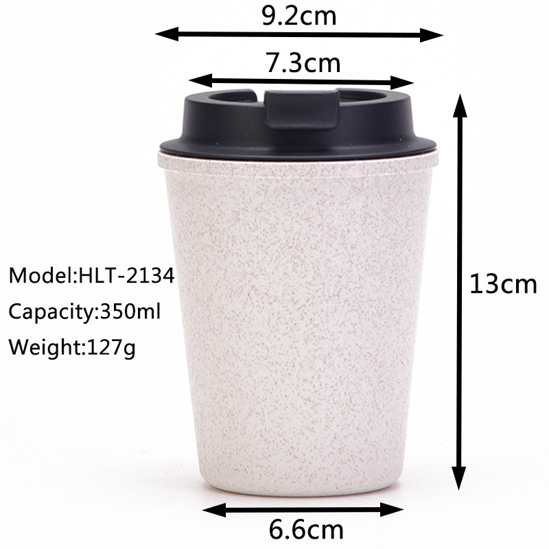 V888-ELOSUNG15599-214372-01 Blue 350ml Wheat Straw Double-Layer Coffee Cup - Eco-Friendly and Lightweight - Image 2