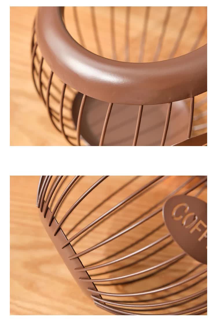 V888-ELOSUNG15704-215171-03 Black Handcrafted Coffee Capsule Storage Basket - Vintage Iron Art Design - Image 4