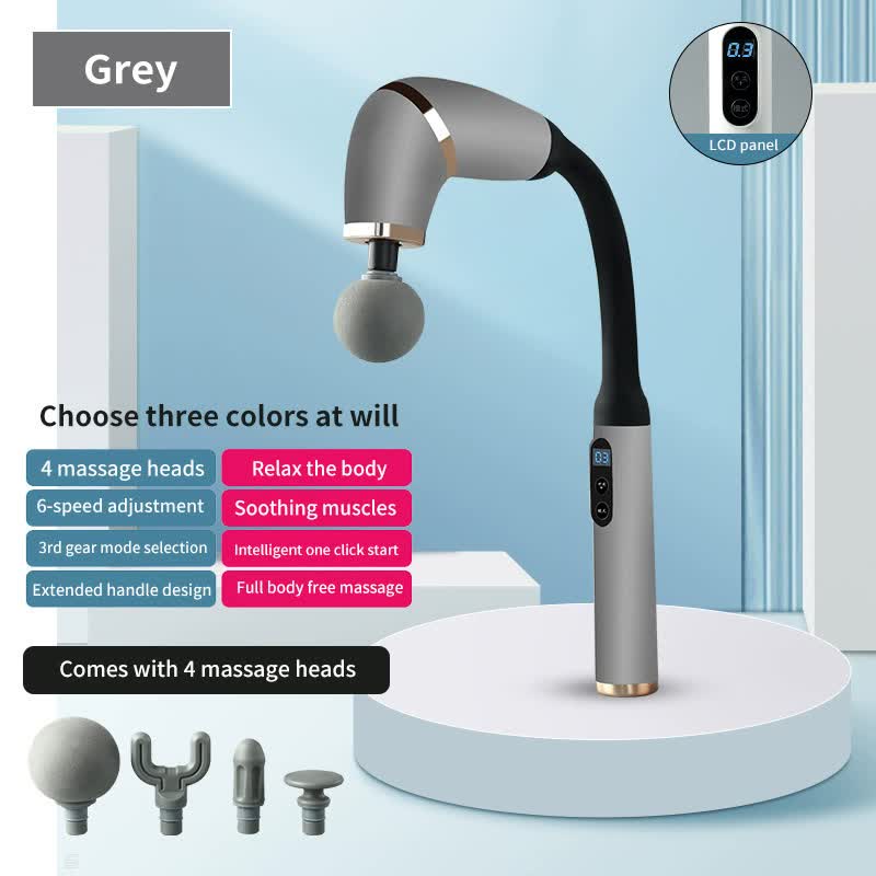 V888-ELOSUNG15711-215257-00 Gray Portable Elbow Massage Gun - 1200 mAh Muscle Relaxation Tool - Image 1