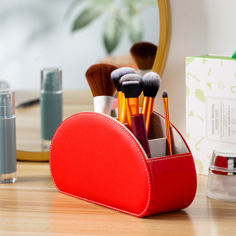 V888-ELOSUNG15822-215897-03 Black Stylish Remote Control Storage Box - PU Leather Organizer with Compartments - Image 4