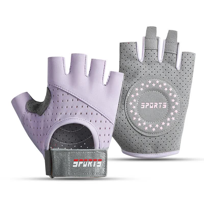 V888-ELOSUNG15863-216106-00 Purple/L Size Women's Non-Slip Breathable Sports Gloves - Lightweight and Shock-Resistant Fitness Gloves - Image 1